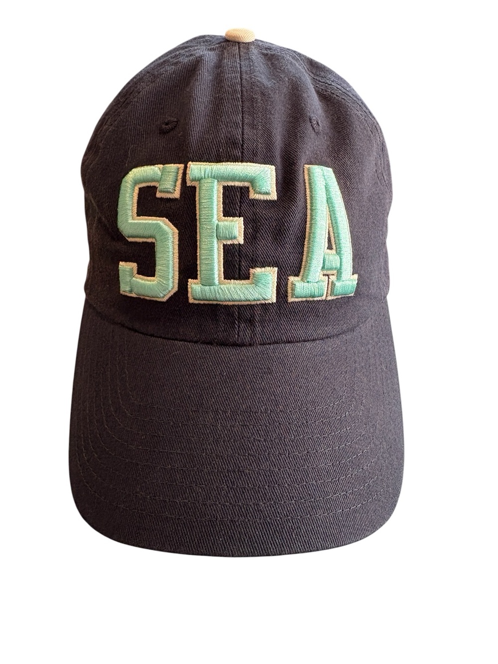 SEAHAWKS Embroidered Navy Blue Baseball Cap with Mint Letters